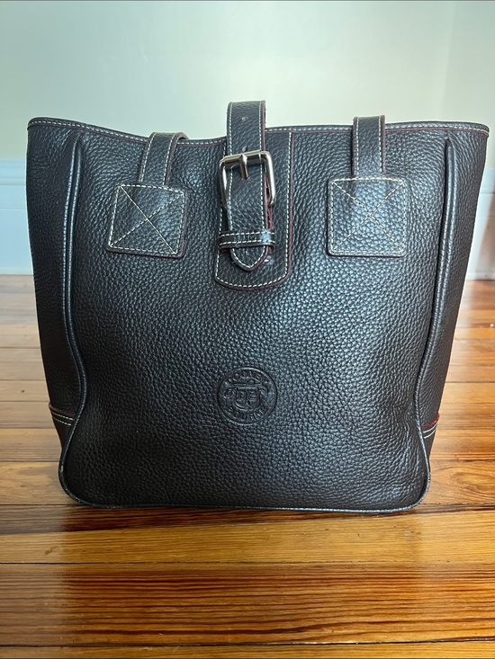 Dooney & Bourke Handbags - Vintage Dooney & Bourke All Weather Leather Buckle Tote Bag Dark Brown 0S